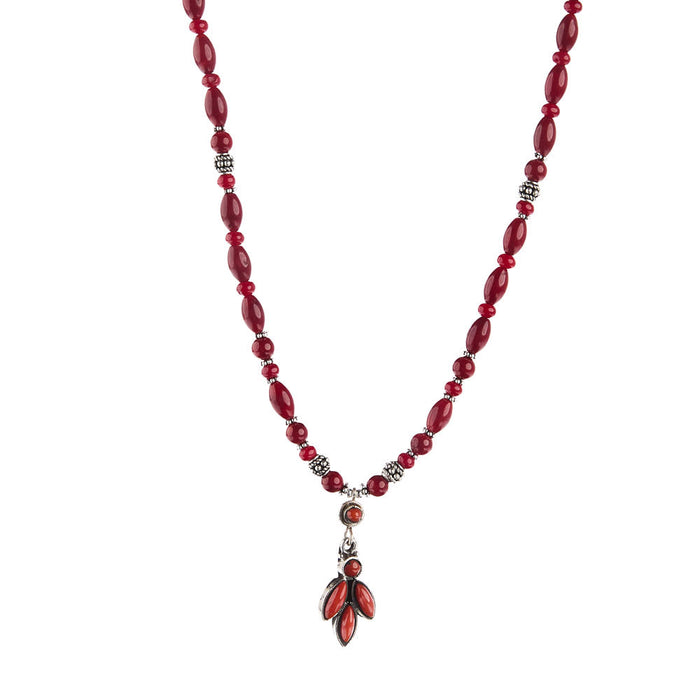 Paige Wallace Coral Oval Dangle Pendent Necklace