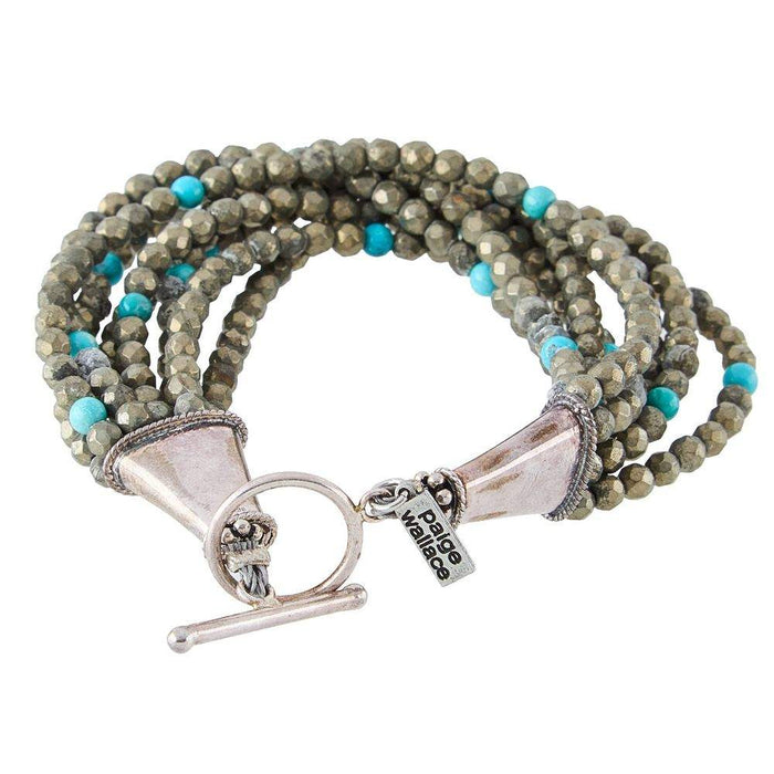 Paige Wallace Pyrite Stone Mixed Turquoise Bracelet