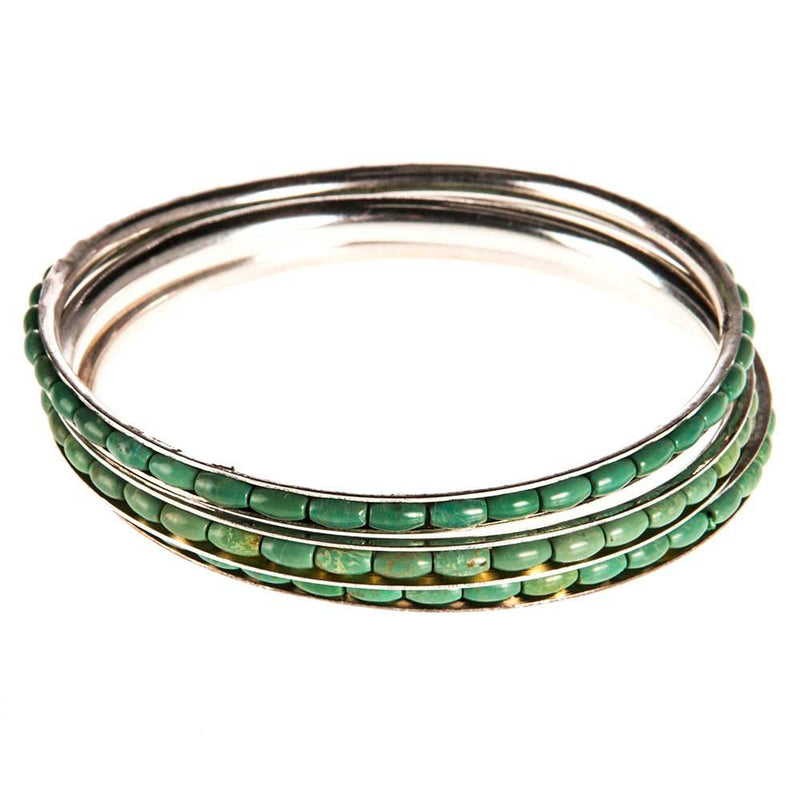 Paige Wallace Turquoise Stone Silver Bracelet