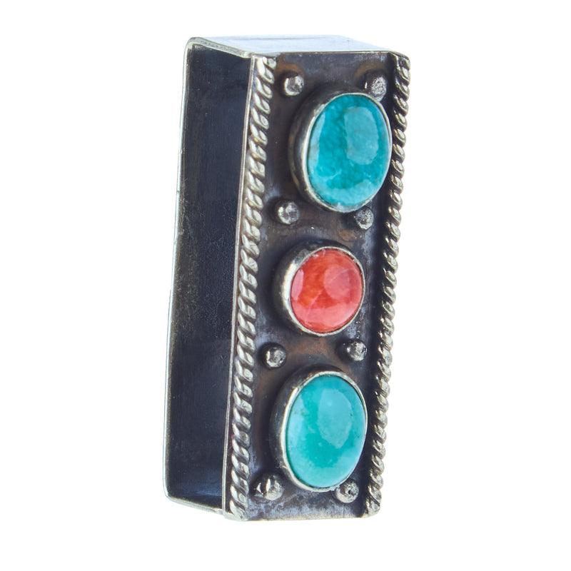 Paige Wallace Turquoise and Coral Belt Keeper