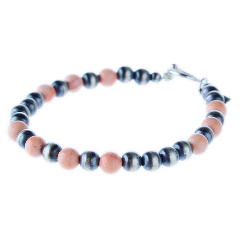 Paige Wallace Pink Stone and Navajo Pearl Bracelet