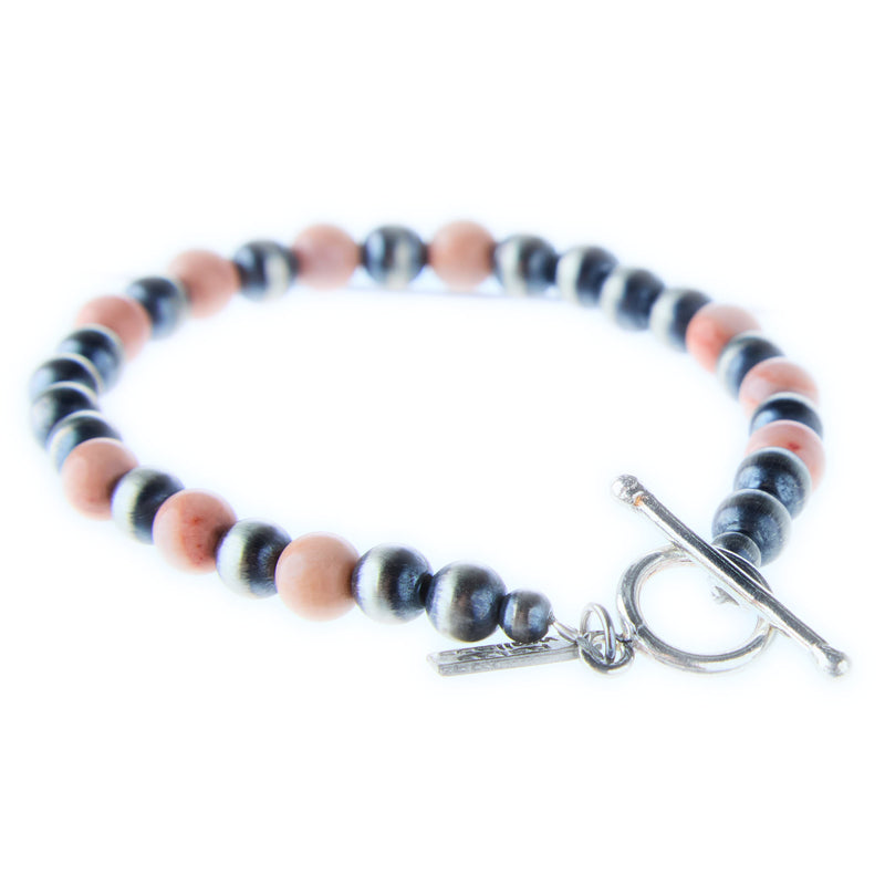 Paige Wallace Pink Stone and Navajo Pearl Bracelet