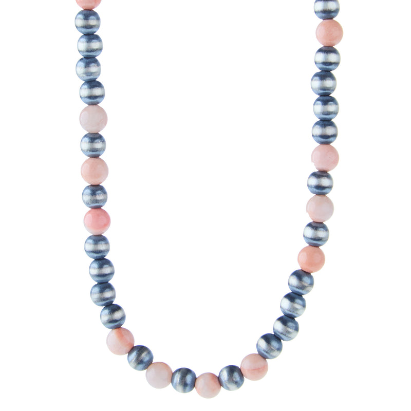 Paige Wallace Navajo Pearl and Pink Coral Necklace
