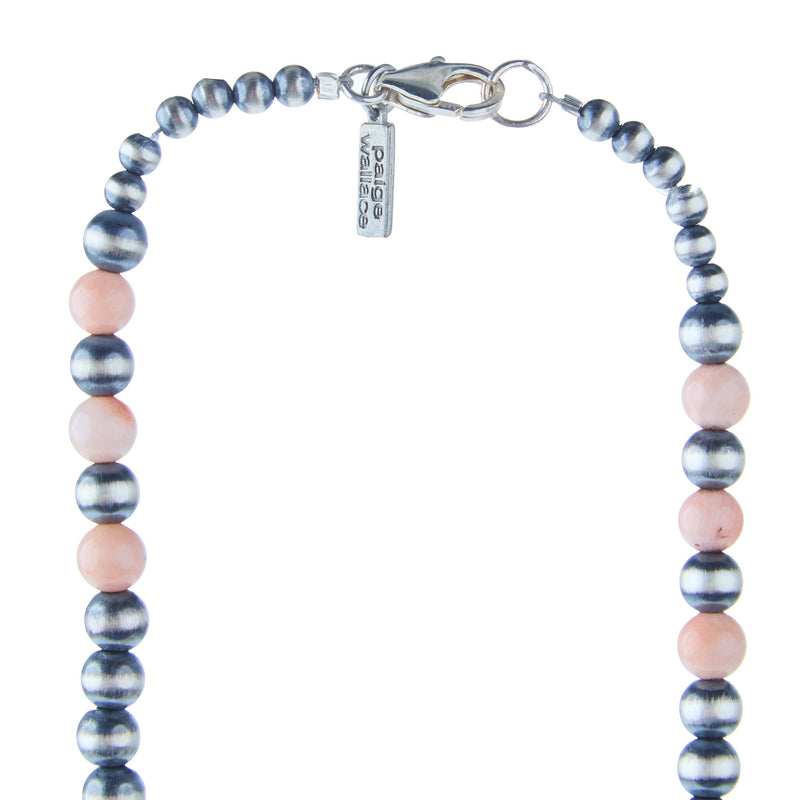 Paige Wallace Navajo Pearl and Pink Coral Necklace