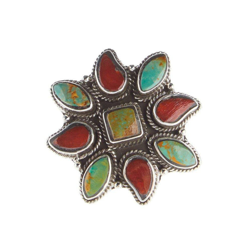 Paige Wallace Adjustable Coral and Turquoise Swirl Ring
