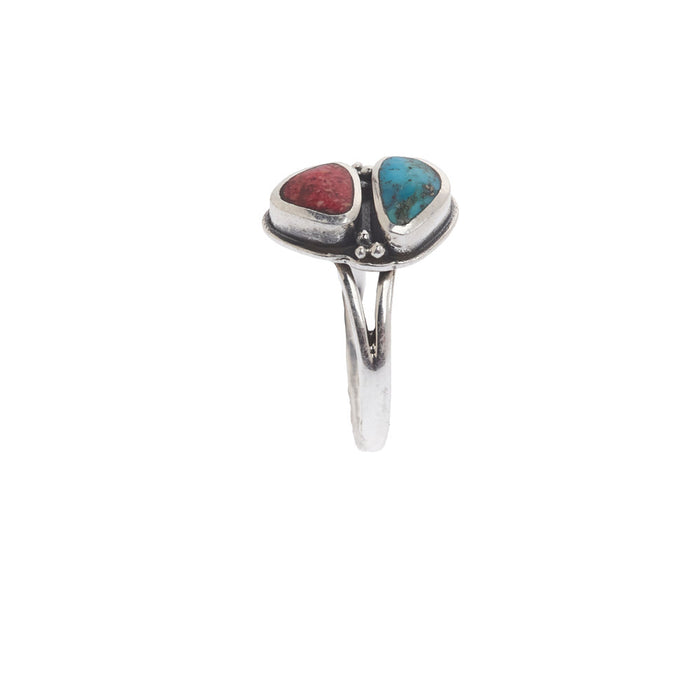 Paige Wallace Turquoise & Coral Ring
