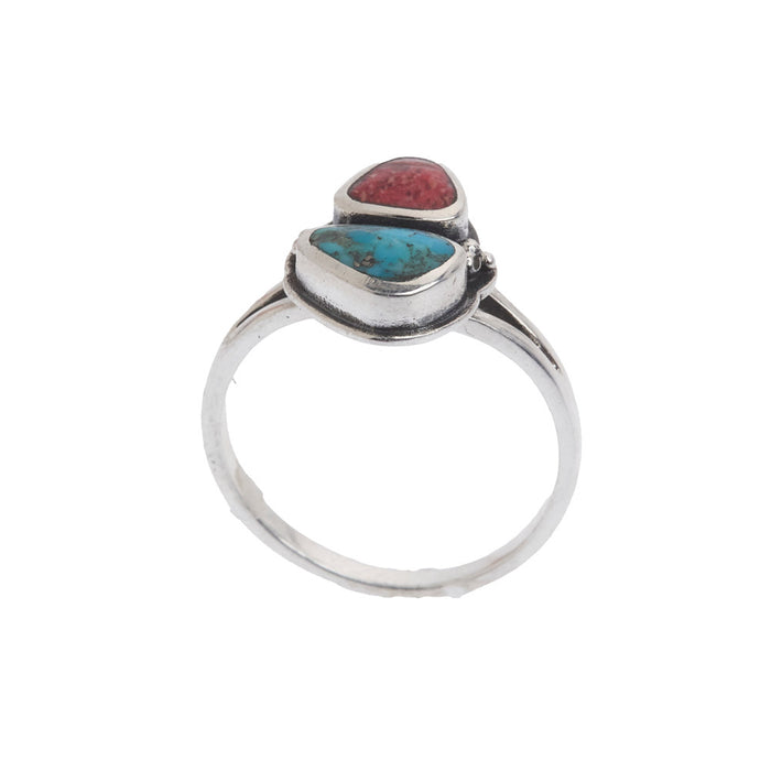 Paige Wallace Turquoise & Coral Ring