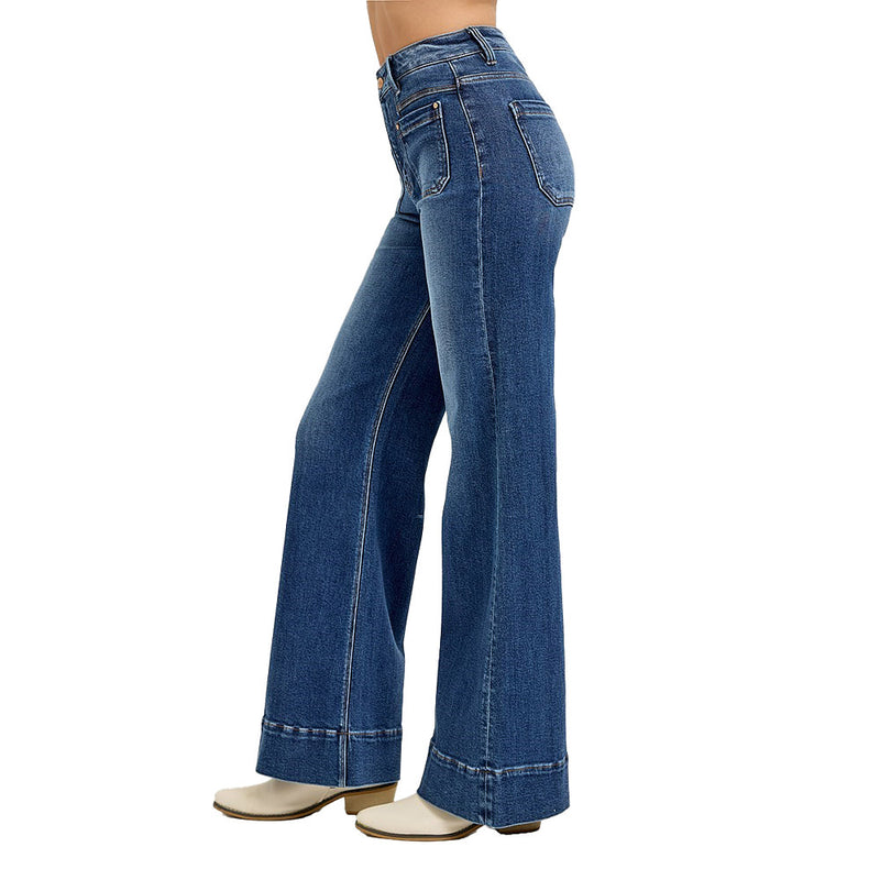 Risen Jeans Women's Dark High Rise Patch Pocket Jeans