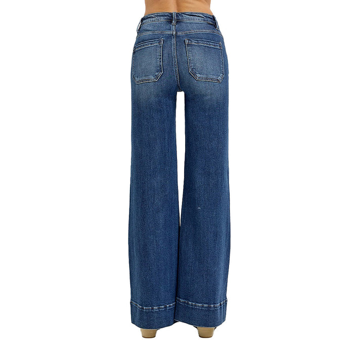 Risen Jeans Women's Dark High Rise Patch Pocket Jeans