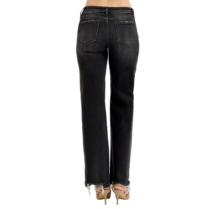 Risen Jeans Women's Black Low Rise Wide Leg Jeans