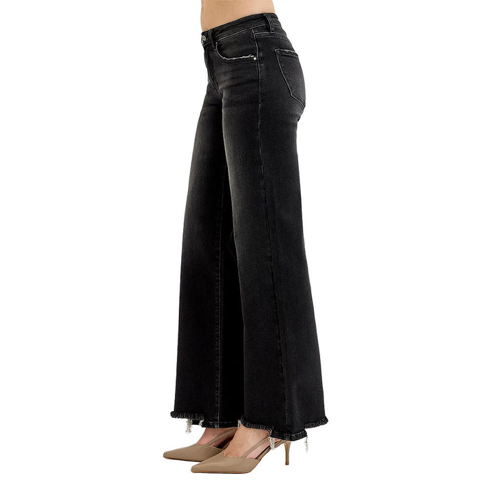 Risen Jeans Women's Black Low Rise Wide Leg Jeans