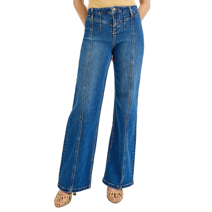 Risen Jeans Women's Dark Wide Leg Yoke Detail Jeans