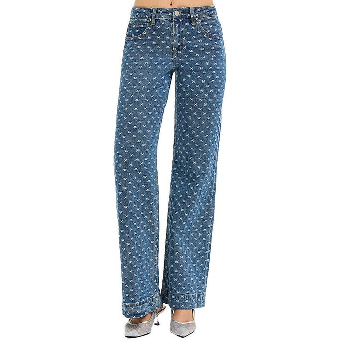 Risen Jeans Women's Dark Bow Embroidered Jeans
