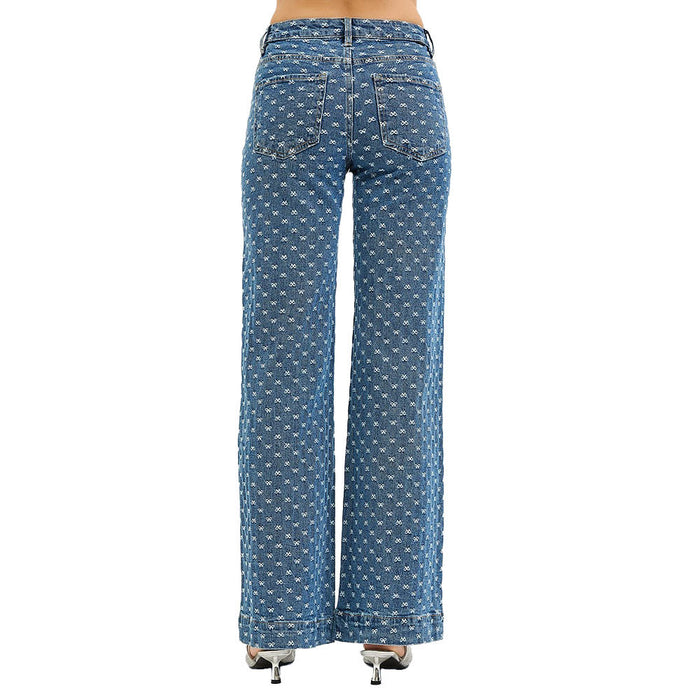 Risen Jeans Women's Dark Bow Embroidered Jeans