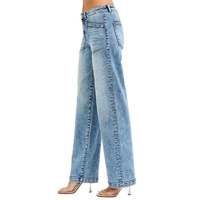 Risen Jeans Women's Medium Relaxed Baggy Patch Pocket Jeans