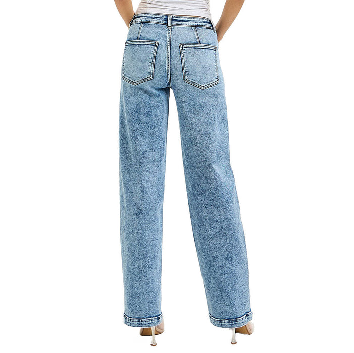 Risen Jeans Women's Medium Relaxed Baggy Patch Pocket Jeans