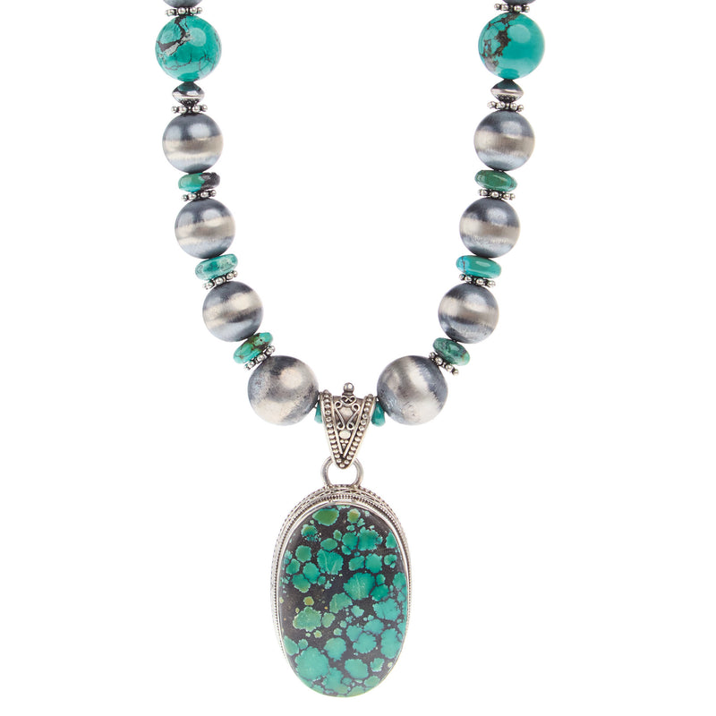 Paige Wallace Oval Pendant Rondelles Necklace
