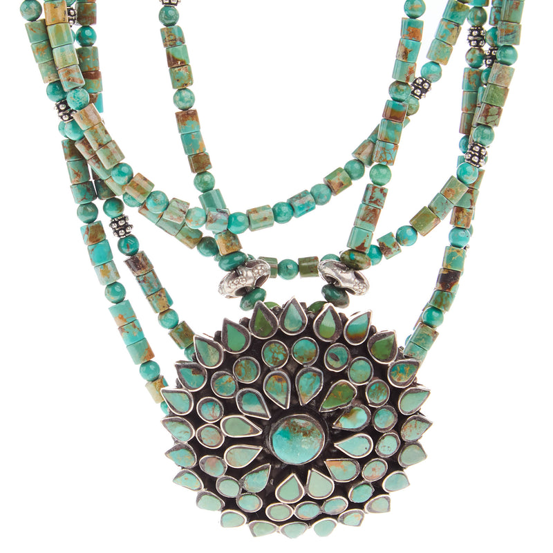 Paige Wallace Multi Strand Turquoise Medallion Necklace