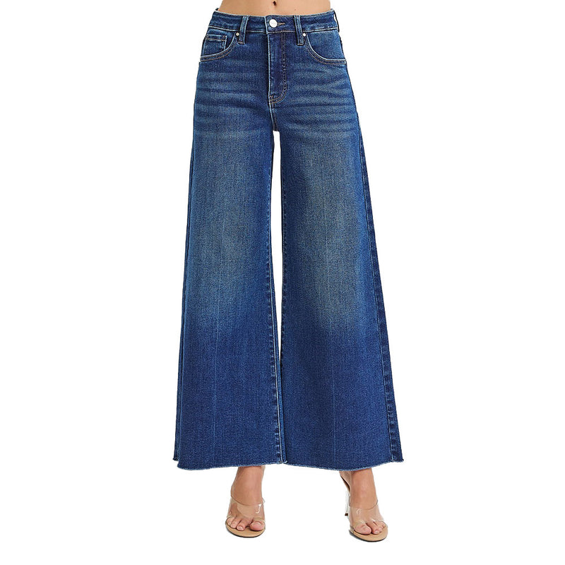 Risen Jeans Women's Dark Ankle Wide Palazzo Jeans