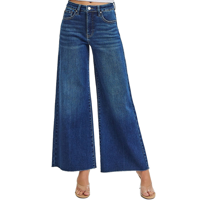 Risen Jeans Women's Dark Ankle Wide Palazzo Jeans