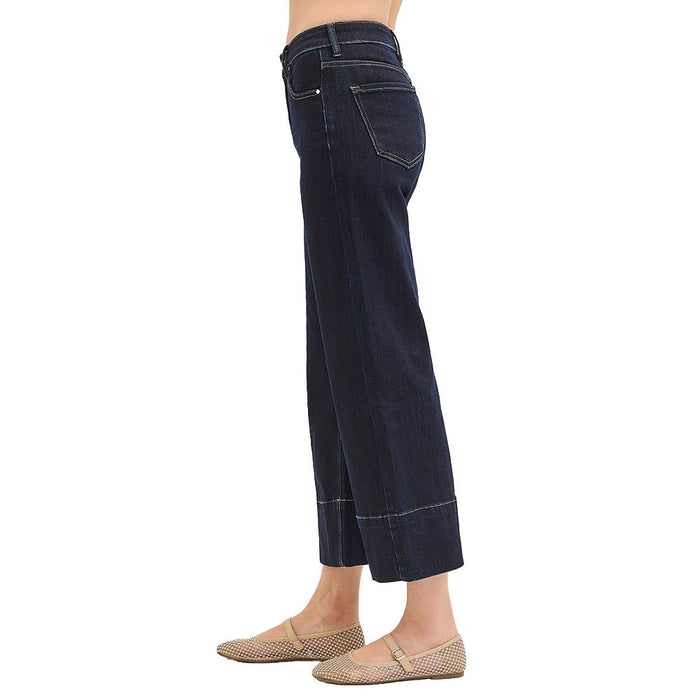 Risen Jeans Women's Dark Tummy Control Crop Wide Jeans