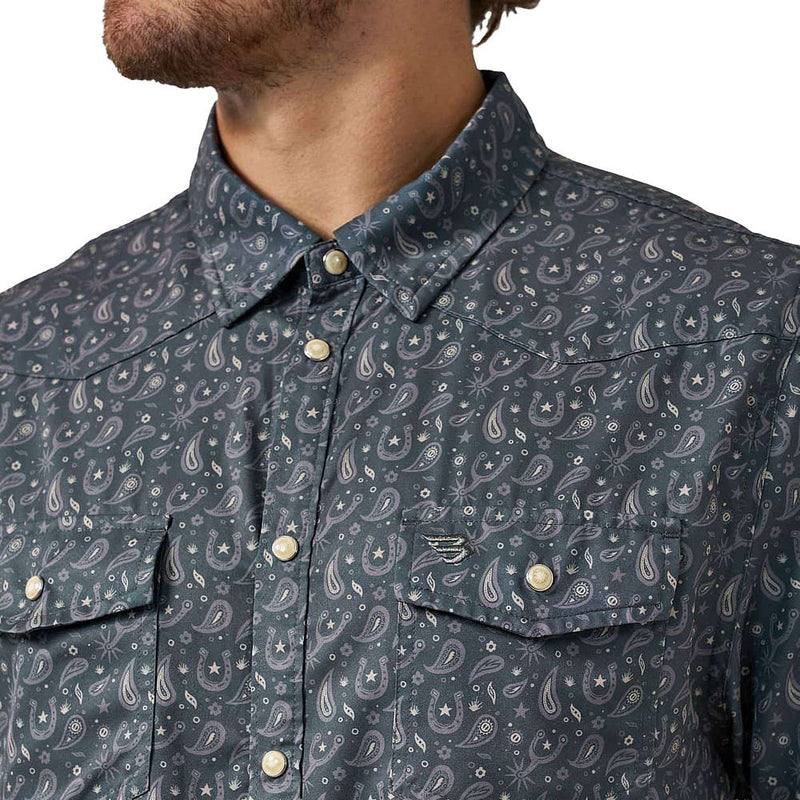 Burlebo Men's Navy Paisley Spurs Performance Western Shirt