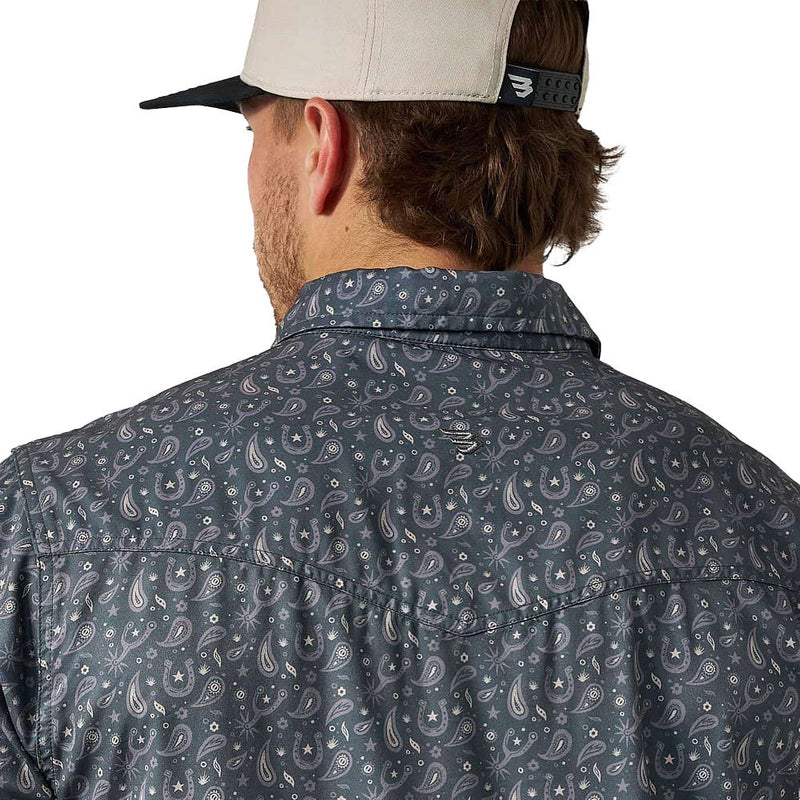 Burlebo Men's Navy Paisley Spurs Performance Western Shirt