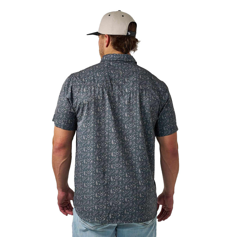 Burlebo Men's Navy Paisley Spurs Performance Western Shirt