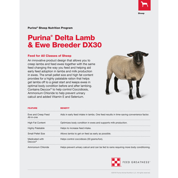 Purina Animal Nutrition Delta Lamb and Ewe Breeder DX30