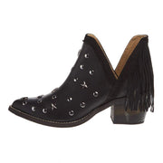 Circle G Women`s Black Star Studded Fringe Bootie
