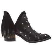 Circle G Women`s Black Star Studded Fringe Bootie