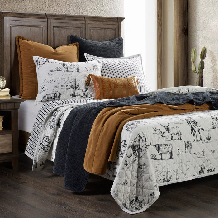 Paseo Road HiEnd Accents Twin Ranch Life Western Toile Reversible Quilt Set