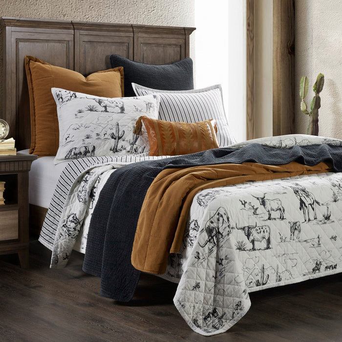 Paseo Road HiEnd Accents King Ranch Life Western Toile Reversible Quilt Set