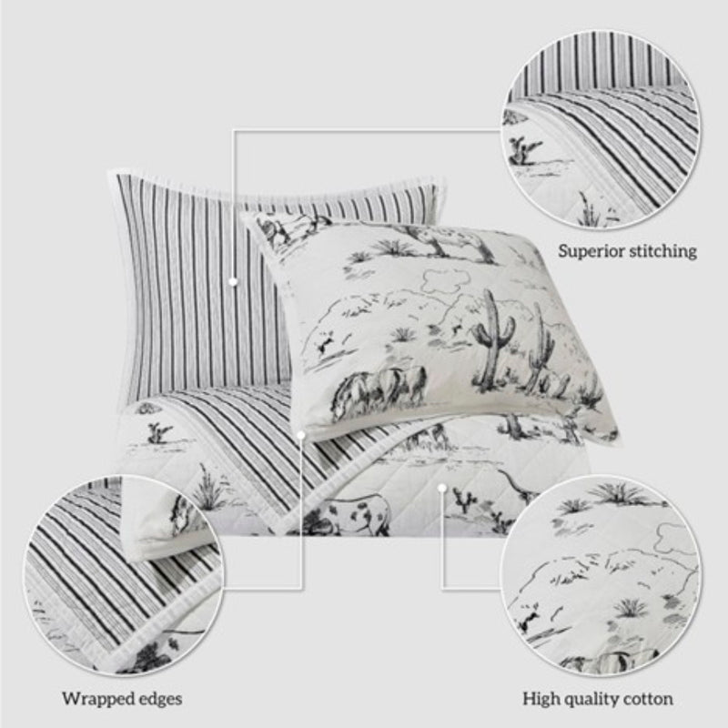 Hiend Accents Ranch Life Black Reversible Quilt Set