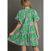 Umgee Usa Inc. Women's Green Two Tone Floral Dress