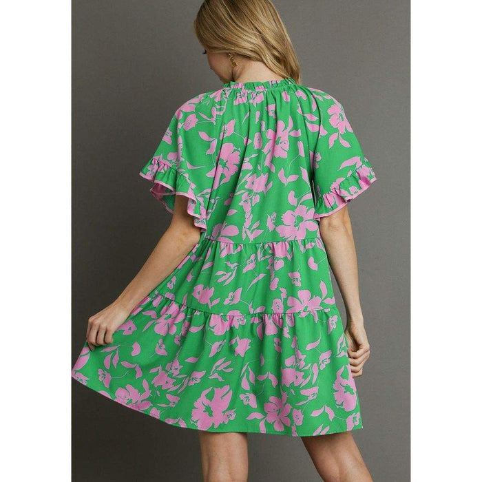 Umgee Usa Inc. Women's Green Two Tone Floral Dress