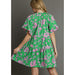 Umgee Usa Inc. Women's Green Two Tone Floral Dress