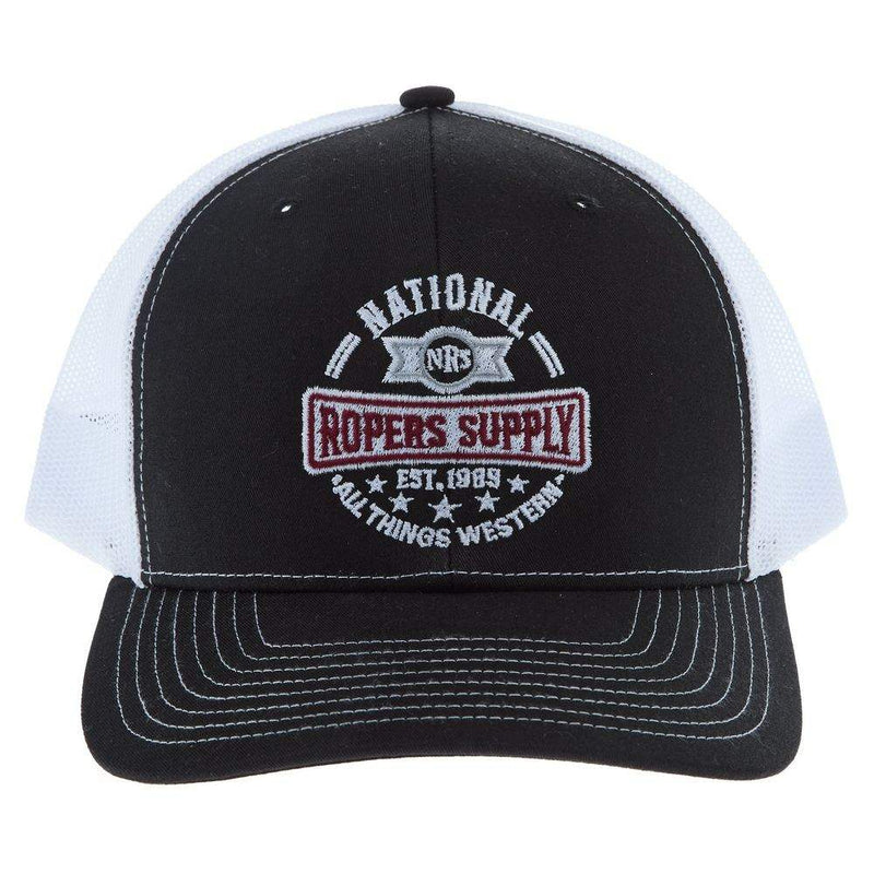 NRS National Ropers Supply Black and White Cap