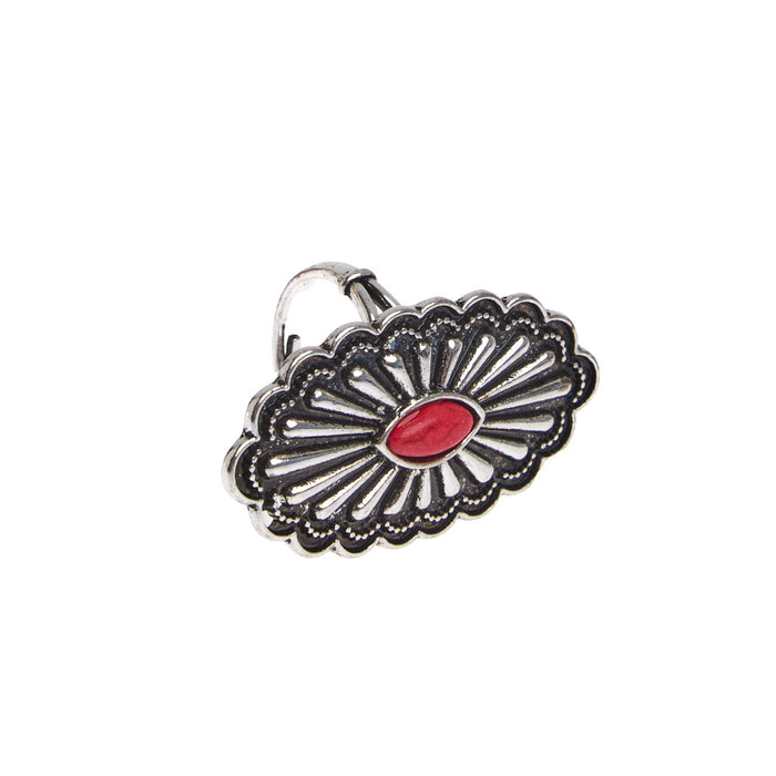 West And Company Red Accent Concho Ring