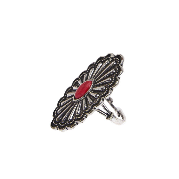 West And Company Red Accent Concho Ring