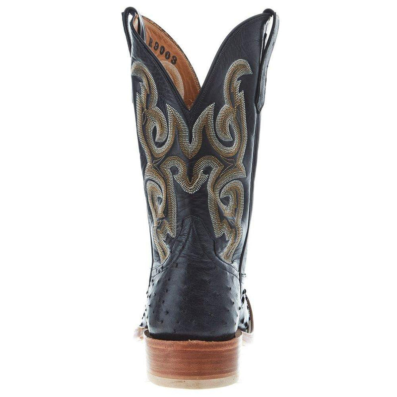 Rios Of Mercedes Men`s Black FQ Ostrich 11in Black Calf Top Square Toe