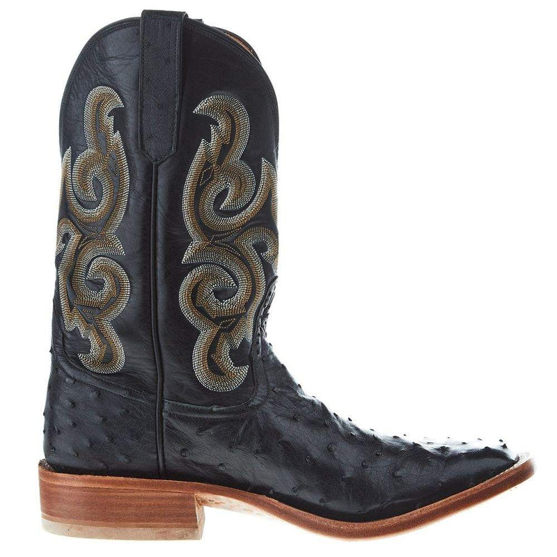 Rios Of Mercedes Men`s Black FQ Ostrich 11in Black Calf Top Square Toe