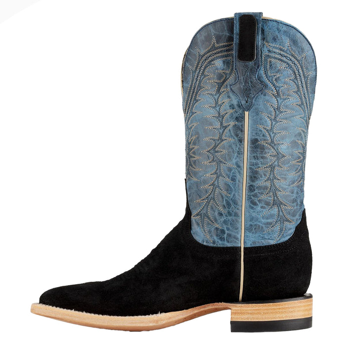 Resistol Boots Men`s Black Roughout Square Toe 13in Blue Top