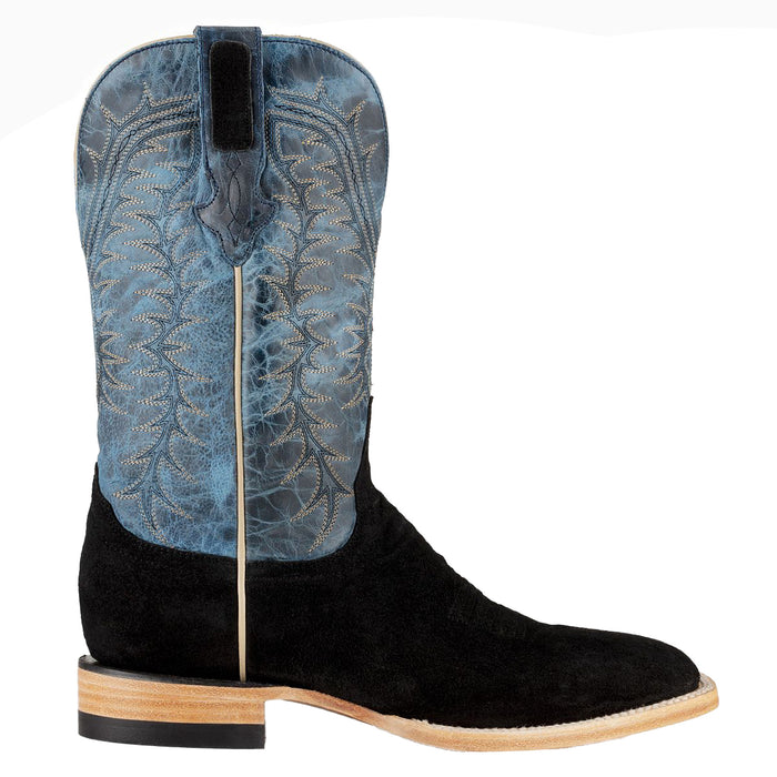 Resistol Boots Men`s Black Roughout Square Toe 13in Blue Top