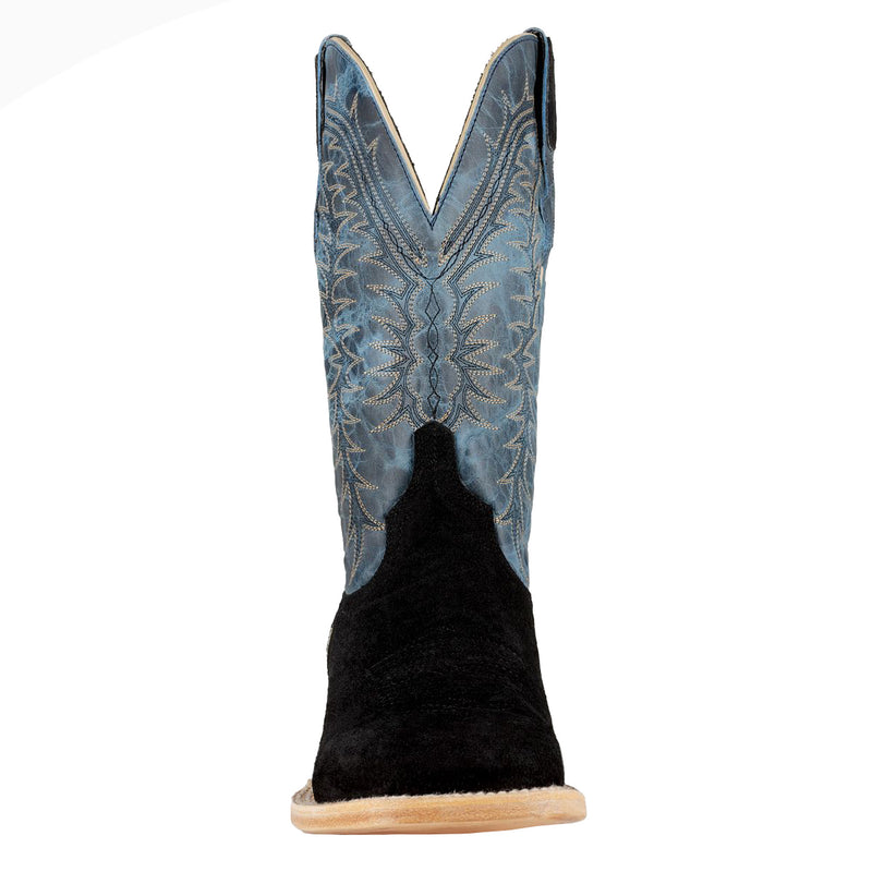 Resistol Boots Men`s Black Roughout Square Toe 13in Blue Top