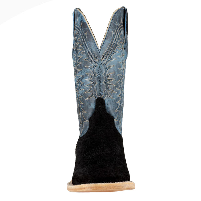 Resistol Boots Men`s Black Roughout Square Toe 13in Blue Top