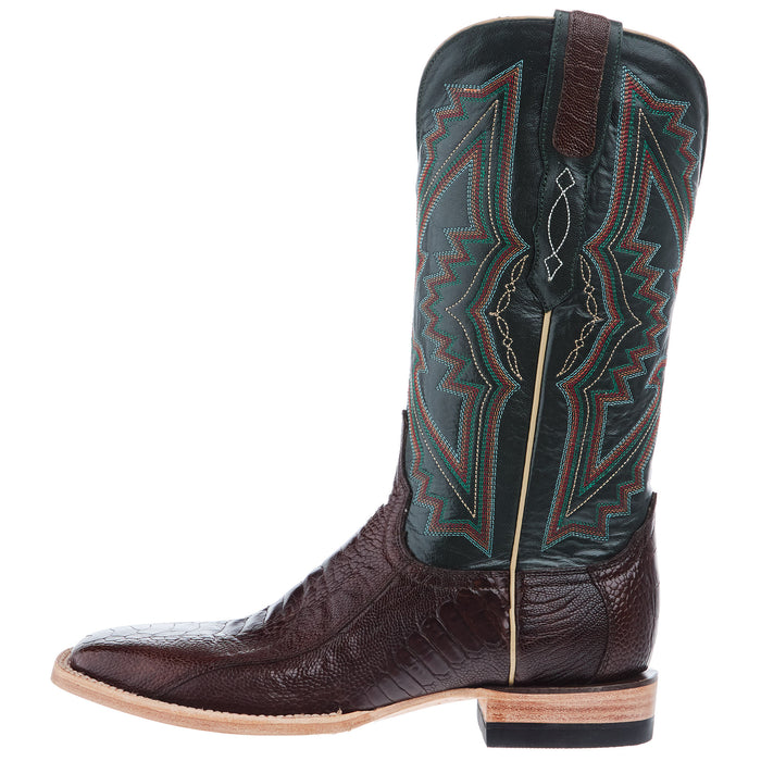 Resistol Boots Men`s Chocolate Ostrich Leg Vamp 13In Navy Top