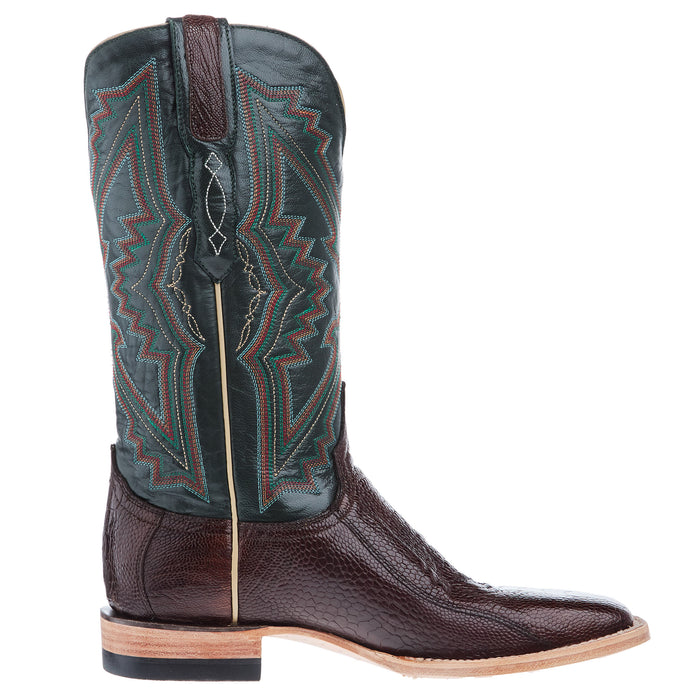 Resistol Boots Men`s Chocolate Ostrich Leg Vamp 13In Navy Top