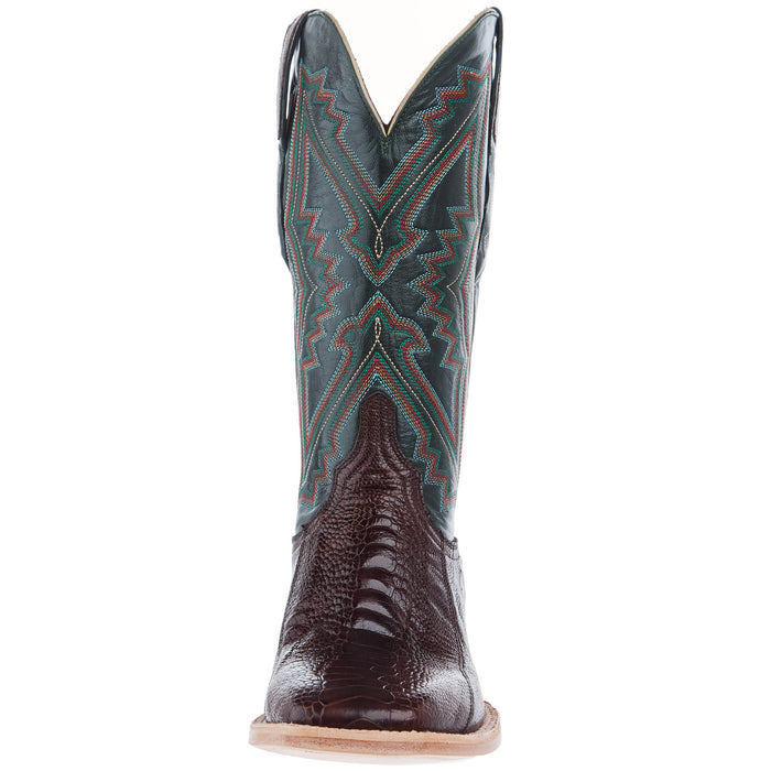 Resistol Boots Men`s Chocolate Ostrich Leg Vamp 13In Navy Top