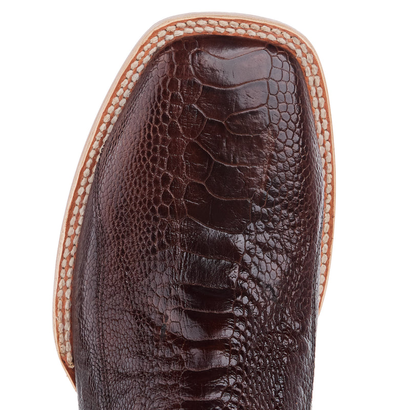 Resistol Boots Men`s Chocolate Ostrich Leg Vamp 13In Navy Top